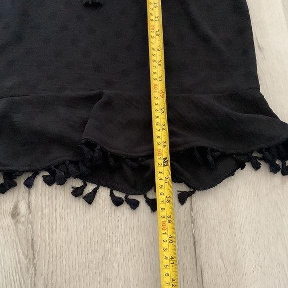 Bari by swimwear black sheer‎ cover up tassels ruffle size M - Picture 10 of 12